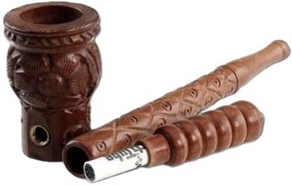 Badabong Badabong Wood Smoking Pipe (10 inches) with ActiTube activated carbon filter Wooden Inside Fitting Hookah Mouth Tip