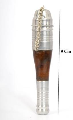 KESHU HANDICRAFT 09 Cm Silver And Woodern Fitted Chillum With Gitti Silver, Wooden Outside Fitting Hookah Mouth Tip