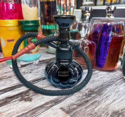 FUMIFY Twilight Glow Pumpkin Hookah Experience 8 inch Earthenware, Iron, Glass Hookah