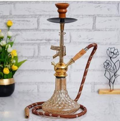 Appraise Home Impex Golden Hookah Pot With Golden Stem 12 inch Glass Hookah