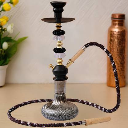 Appraise Home Impex Premium Big Luster Glass Russian Hookah 21 Inches With Gold And Black Finish 18 inch Glass Hookah