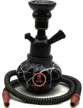 Vespers Kharbuza Shaped Black Hookah Set 12 Inches 12 inch Glass Hookah