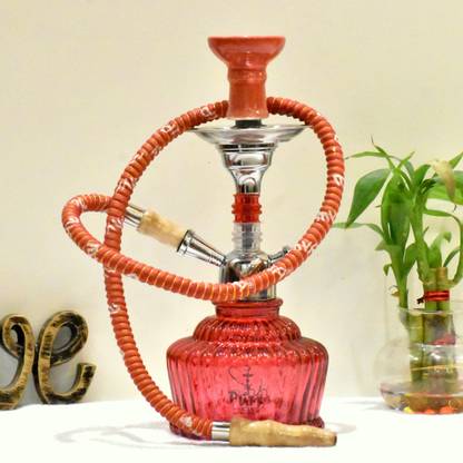 PUFF KING Hookah Pot Set MATT QT for Flavour Hukka -Red 13 inch Glass Hookah