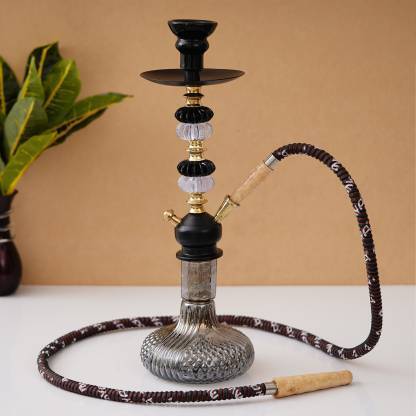 Bezak Hookah With Silver Stem 16 inch Glass Hookah 12 inch Glass Hookah