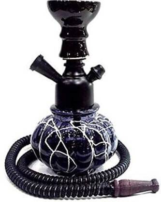 SMOCK STRECH Black Kharbooza Shaped 10 inch Glass, Iron Hookah