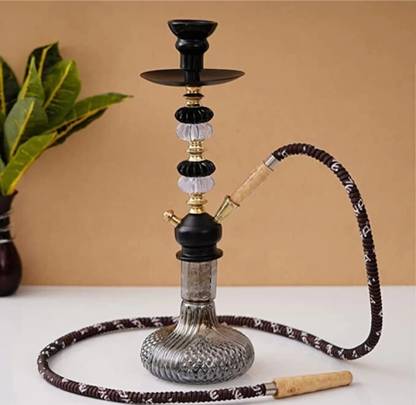AS CRAFTS HUB Premium Desinger Black Mat Finish 8 inch Iron Hookah