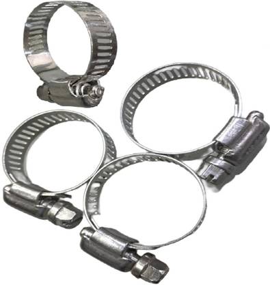 KLAMPWELL Clamp NoOX SS-304 20 to 28mm For Pipe Clamp & Adjust With Clips & Brackets 4pc Hose Brackets & Clamps