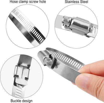 Implemental Adjustable Fuel Petrol Pipe Hose Clips Stainless Spring Clamp(1.5" Inch,10 pcs) Hose Clamps