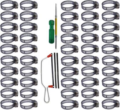 ESEKSAFAR 50pcs Hose Clamp 20mm (3/4”) Adjustable size (8-20)mm & 2in1 Screwdriver Hose Clamps