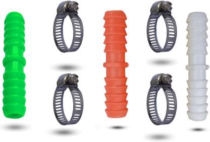 ESEKSAFAR 1/2inch 3pcs Two Pipe jointer and 4pcs 1inch Clip set House multiuse (Pack of 7) Hose Connector