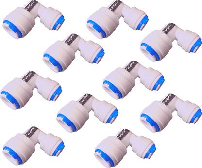 Parijata Double side pushfit elbow connector 1/4 x 3/8 inch for RO Water purifiers Hose Connector