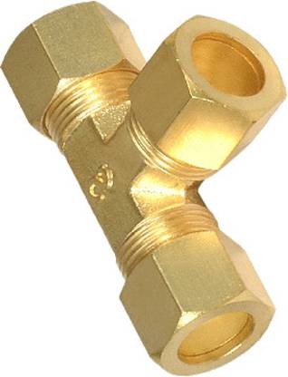 STERLECT Brass Union Tee Compression Fittings TubeSize: 1/2, Threads: 11/16-20UN (Pack 1) Hose Connector