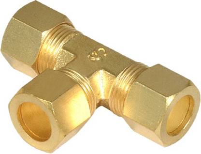 STERLECT Brass Union Tee Compression Fittings TubeSize: 1/4, Threads: 7/16-24 UN (Pack 1) Hose Connector