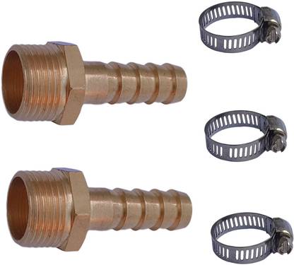 ESEKSAFAR BSPT size 3/8" 2pc Male Brass Thread connector with 3pc Clamp set Hose Connector