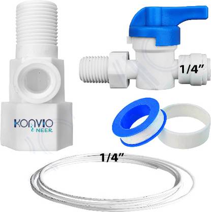 konvio neer Plastic Inlet Valve/1/4" (6mm) Push Fit Connection For RO Water Purifier Hose Connector