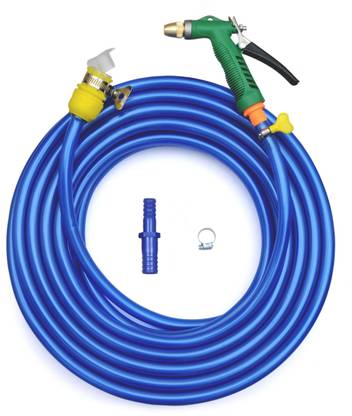 AnshiEnterises 10 METER METALLIC BLUE FLEXIBLE HOSE PIPE ½’’ INCH WITH ACCESSORIES Hosepipe Get slightly different in colour of pipe but same quality Hose Pipe