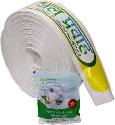 जल प्रवाह HDPE lapeta pipe 4 inch 60 meter HDPE Laminated Woven Lay Flat Tube Lapeta होज़ पाइप