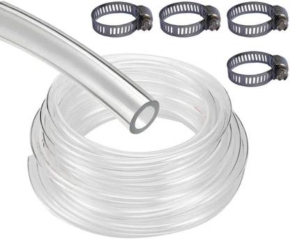 ESEKSAFAR 6 Meter Transparent Gas Pipe with 4 Clamps for Home, Restaurants etc. Internal Pipe Diameter size 8mm Hose Pipe