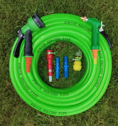 SUNICE 20 METER 7-PATTERN ,3-LAYERED HEAVY DUTY HOSE PIPE WITH ACCESSORIES MULTICOLOR (Size:1/2" inch,12mm) Hose Pipe