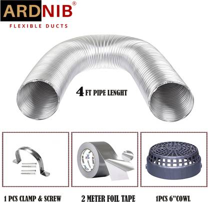 Ardnib Kitchen Chimney 6"inch Duct Pipe 4 Feet/ Flexible Aluminium Pipe/chimney exhaust pipe/Suitable For All Brand Of Chimneys Hose Pipe