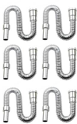 JPS Waste Pipe Flexible PVC Pipe (6 pc) for Basin Sink 1 1/2"Tube Connector Hose Pipe