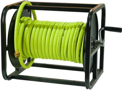 DOLPHY Steel Floor Mounted Manual Water Hose Pipe Reel with 1/2 in. (197 FT) Rubber Hose-150 PSI Hose Pipe