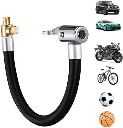 SERPLEX Tire Inflator Hose Adapter 9.8-Inch Rubber Flexible Tyre Inflator Extension Hose Pump Adapter Hose Pipe