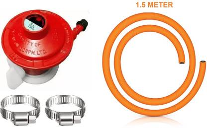 ISPACEX SN Suraksha Hose Pipe 1.5 Meter and Indane Gas Regulator with 2 Sefty Pins Hose Pipe