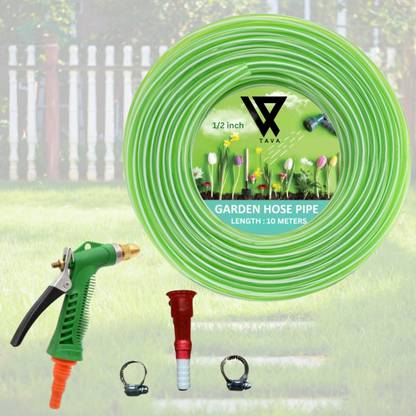 TAVA Lightweight Durable Flexible Hose Pipe with 1\2 Spray Gun Accessories (10M) Hose Pipe