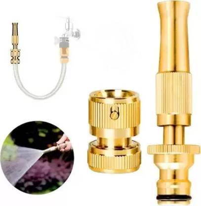 VniQ Brass Nozzle Water Spray Gun Water Jet Hose Nozzle Hose Pipe Spray Gun Gardening Hose Pipe