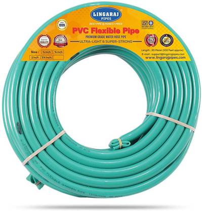 Lingaraj 1 Inch PVC Flexible Hose Pipe Green 1” Inches 20 Mtr Long Length tube 66 feet. Hose Pipe