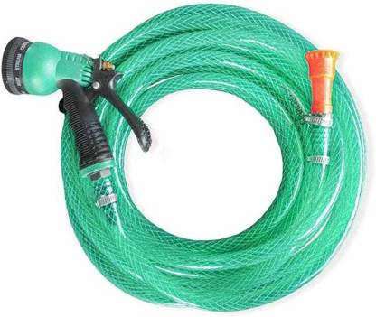RAMA PIPE 1/2 inch 20 Meter (63FT) 3 Layered Braided Hose with spray nozzle 3 layered heavy duty braided hose garden pipe Comes with adoptor and clips Hose Pipe