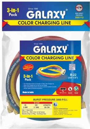 GALAXY colour 3' (3 pc of sets ) Premium Quality R22 Charging Line Set Hose Pipe