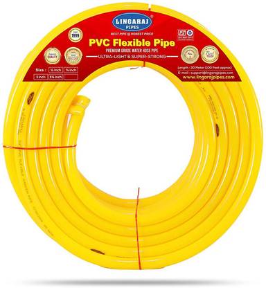 Lingaraj 0.75 inch, 30 Meter Long Premium Quality Pipe|Water Pipe|Garden PVC Pipe-0.75 inch|30 meter|Yellow Colour Hose Pipe