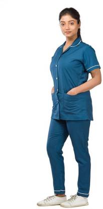 Hospriqs Professional PolyCotton Unisex Nurse Uniform Half Sleeve Top/Regular Pant (XXL) Shirt, Pant Hospital Scrub