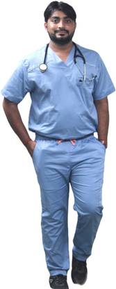 MedTogs Men Code Blue V neck stretch cotton scrubs Pant, Shirt Hospital Scrub