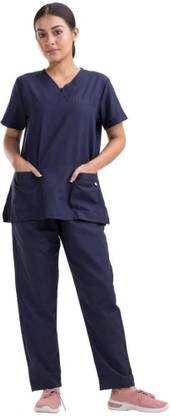 Hospriqs Unisex Poly Cotton V neck Scrub Dress Pant, Shirt Hospital Scrub