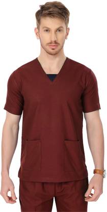 LUNAIN Maroon Scrub Suit M Gown Hospital Scrub