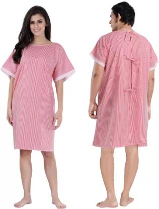 SEEMESH Patient Dress Patient Gown/Both Side Wearable, (Red) Free Size Unisex Gown Hospital Scrub