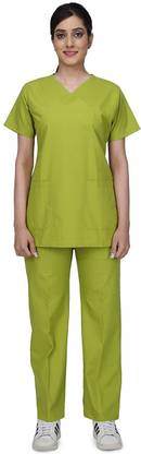 Uniform Craft Womens Scrub Suit - Ideal for Doctors , Nurses , Dentists and Healthcare Professionals (2XL, Lime Green) Shirt, Pant Hospital Scrub