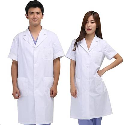 MEDI-AP HOSPITAL GARMENTS Doctor White Coat Half Sleeve 100% Pure Cotton Fabric Shirt, Pant Hospital Scrub