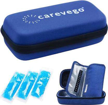 CareVego Hard Case Eva Insulin Cooling Bag with 3 Reusable Ice Cold Pack