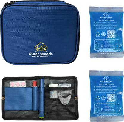 Outer Woods OW-21 Navy Insulin Cooler Bag Plus Pack
