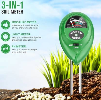 BALRAMA (No Battery Needed) 3 in 1 Plant Soil Moisture Meter + Ph Tester + Light Sensor Baby Thermometer
