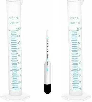 NEXA Measuring Cylinder 100ml (2Pc) With Lacometer For Kitchen Or Lab Purpose (Clear) Hydrometer