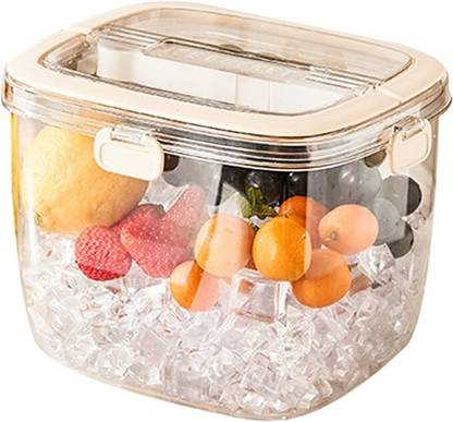 Deoxys 1.5 L Plastic Ice Bucket with Lid Handle Plastic Picnic BBQ Party Carrying Cooler Ice Box Ice Bucket