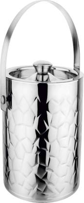 PRABHA 1.5 L Steel Double Insulated Wall Stainless Steel Star Ice Bucket With Tongs Included Ice Bucket