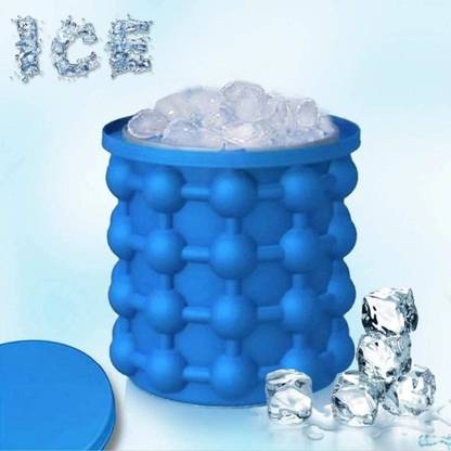Safies 1 L Silicone 120 Ice Cubes Storage ICE CUBE MAKER GENIE BLUE Ice Bucket