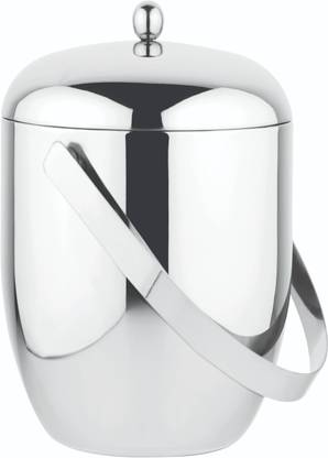 PRABHA 1.5 L Steel Double Insulated Wall Stainless Steel Apple Ice Bucket With Tongs Included Ice Bucket