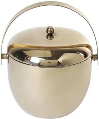 RAM ENTERPRISES 1.5 L Steel Gold Pvd Apple ice Bucket Stainless Steel Double Wall Insulated Premium Ice Bucket